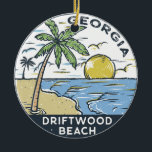 Décoration En Céramique Driftwood Beach Georgia Vintage<br><div class="desc">Driftwood Beach hand drawn illustration with mountains and ocean waves in the background. Perfect for anyone who loves to visit Driftwood Beach.</div>