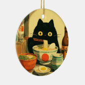 Décoration En Céramique Drôle chat noir manger Ramen (Droite)