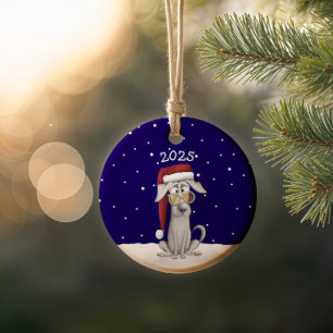 Décoration En Céramique Drôle Chien Père Noël