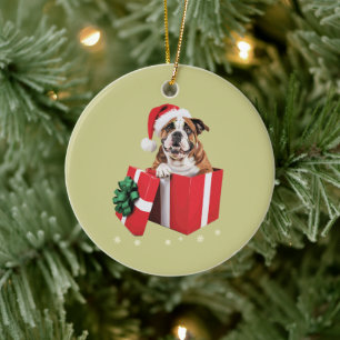 Décoration En Céramique Drôle de chien bouledogue anglais arbre de Noël lu