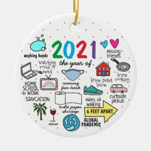 Décoration En Céramique Drôle de pandémie mondiale l'année dernière 2021
