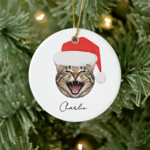 Décoration En Céramique Drôle de visage de chat personnalisé et nom du Pèr