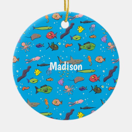 Décoration En Céramique Drôle des créatures marines dessin motif (Devant)