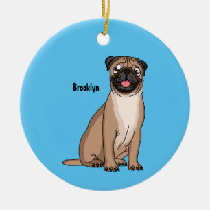 Décoration En Céramique Drôle joyeux dessin animé de chien de carlin