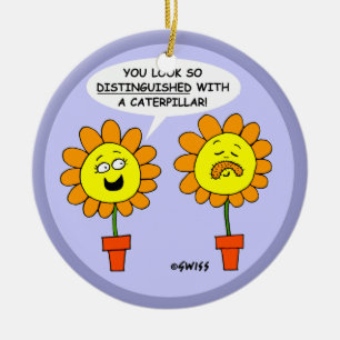 Décoration En Céramique Drôle Moustache Fleur Cartoon Noël