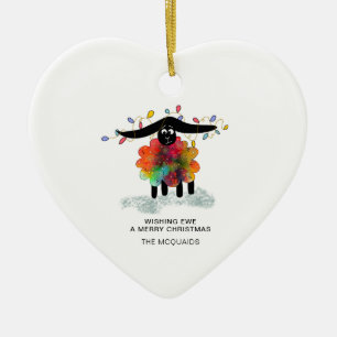 Décoration En Céramique Drôle Moutons de vacances avec lumières de Noël