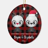 Décoration En Céramique Drôle Pandas premier Noël engagé rouge plaid (Gauche)