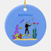 Décoration En Céramique Drôle plongeur et poisson mer créatures dessin ani (Dos)