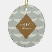 Décoration En Céramique Dusty Blue Neutral Birds Grues Art Déco Monogramme (Gauche)