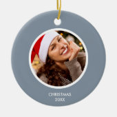 Décoration En Céramique Dusty Blue & White Modern Initiales Monogramme PHO (Devant)