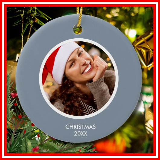 Décoration En Céramique Dusty Blue & White Modern Initiales Monogramme PHO