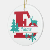 Décoration En Céramique E Monogramme Arbre de Noël initial (Gauche)