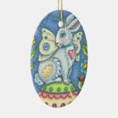 DÉCORATION EN CÉRAMIQUE EASTER EGG FAIRY RABBIT, IMAGINAIRE HARE ORNAMENT (Droite)