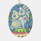 DÉCORATION EN CÉRAMIQUE EASTER EGG FAIRY RABBIT, IMAGINAIRE HARE ORNAMENT (Dos)