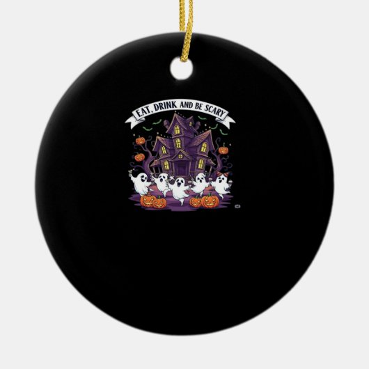 Décoration En Céramique Eat Drink And Be Scary Classic Funny Retro (Devant)