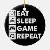 Décoration En Céramique Eat Sleep Jeu Répéter Funny Gamer Humour Nerd (Dos)