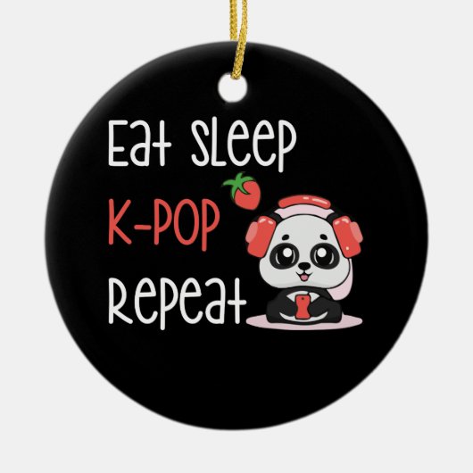 Décoration En Céramique Eat Sleep K-Pop Repeat KPop Panda (Devant)