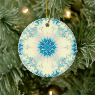 Décoration En Céramique Eau congelée Flocon d'hiver bleu glacé