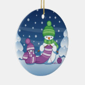 Décoration En Céramique Écharpe Tricot Snowman (Droite)