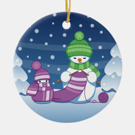 Décoration En Céramique Écharpe Tricot Snowman (Devant)