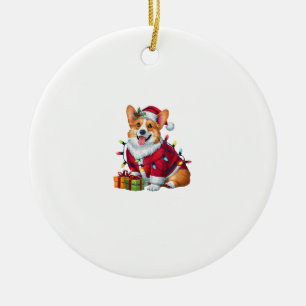 Décoration En Céramique Éclairage de Noël Santa Chien Corgi Gallois Noël