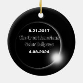 Décoration En Céramique Éclipse solaire double datée 2024 & 2017 (Dos)