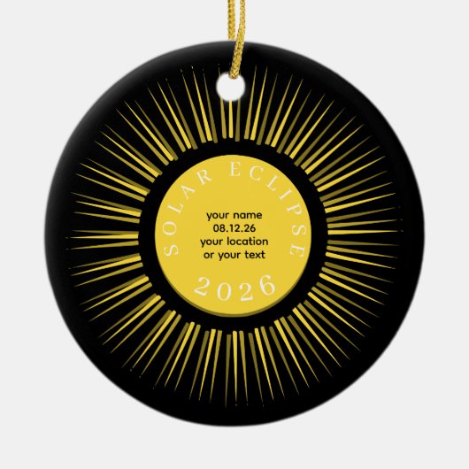 Décoration En Céramique Éclipse solaire totale 2026 votre texte personnali (Devant)
