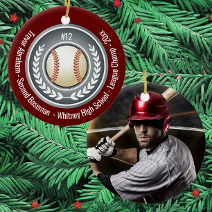 Décoration En Céramique École de joueur de baseball Argent Gris Rouge Phot