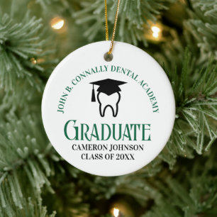 Décoration En Céramique École dentaire verte sur mesure Graduation Noël