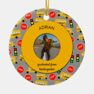 Décoration En Céramique École Jaune Bus jardin d'enfants