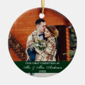 Décoration En Céramique Écriture Élégante Notre Premier Noël Vert Chasseur (Devant)