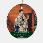 Décoration En Céramique Écriture Élégante Notre Premier Noël Vert Chasseur (Gauche)