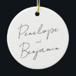 Décoration En Céramique Écriture manuscrite de script moderne Mariage noir<br><div class="desc">Écriture manuscrite minimaliste moderne Mariage noir et blanc Ornement en céramique</div>