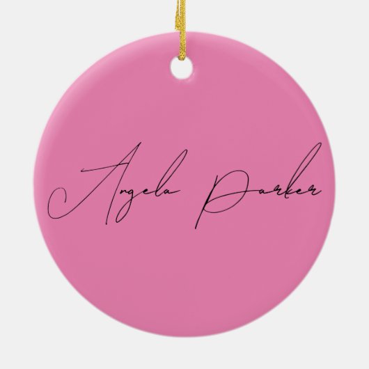 Décoration En Céramique Écriture manuscrite Nom professionnel simple rose (Dos)