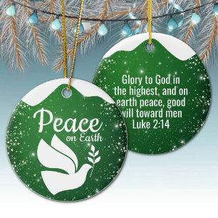 Décoration En Céramique Écriture sainte Foi chrétienne Festive Vert 🕊⛪️ �
