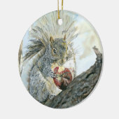 Décoration En Céramique Écureuil avec l'ornement de double de pomme (Gauche)