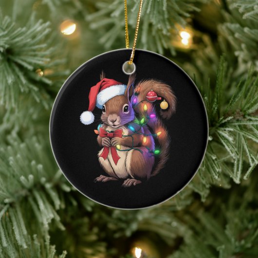 Décoration En Céramique Écureuil lumières de Noël Famille de Noël (Arbre)