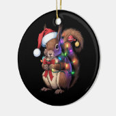 Décoration En Céramique Écureuil lumières de Noël Famille de Noël (Gauche)