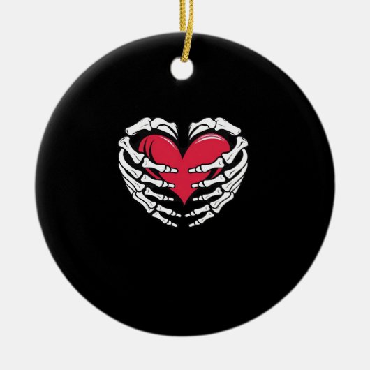 Décoration En Céramique Ed Heart Dans Les Mains Squelettiques Classique (Devant)