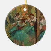 Décoration En Céramique Edgar Degas Danseuses Impressionniste rose et vert (Devant)