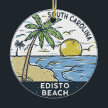 Décoration En Céramique Edisto Beach Caroline du Sud Vintage<br><div class="desc">Edisto Beach dessiné à la main avec des montagnes et des vagues de l'océan en arrière - plan. Parfait pour ceux qui aiment visiter Edisto Beach.</div>