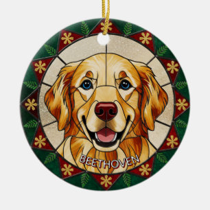 Décoration En Céramique effet vitrail nom de CHIEN Noël