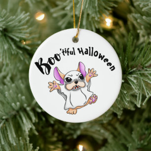Décoration En Céramique Éffrayant Hugs : mignon Bulldog Boo fantôme Hallow