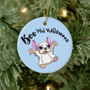 Décoration En Céramique Éffrayant Hugs : mignon Bulldog Boo fantôme Hallow