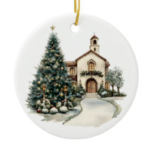 Église de Noël cosy et arbre