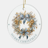 Décoration En Céramique Elaborate Blue and Gold Wreath Merry Christmas  (Gauche)