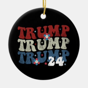 Décoration En Céramique Élection Trump Rétro Groovy Fleur 24 2024
