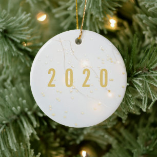 Décoration En Céramique Élégant 2020 Gold Stars Lights Circle Ornament