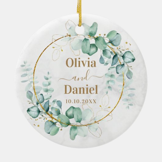 Décoration En Céramique Elégant Aquarelle Botanique Pour Photo Mariage (Dos)