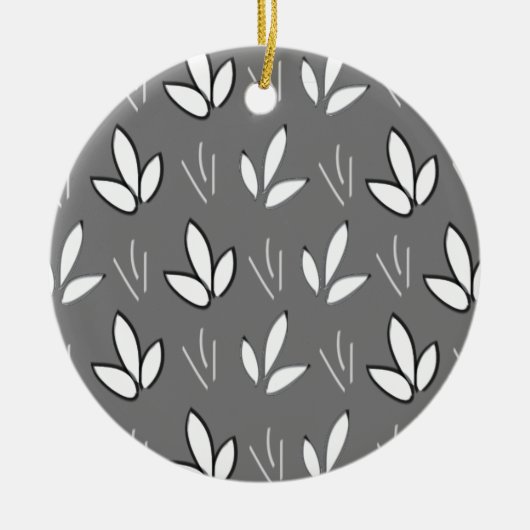 Décoration En Céramique Elégant Aquarelle Fleurs blanches Gris (Devant)